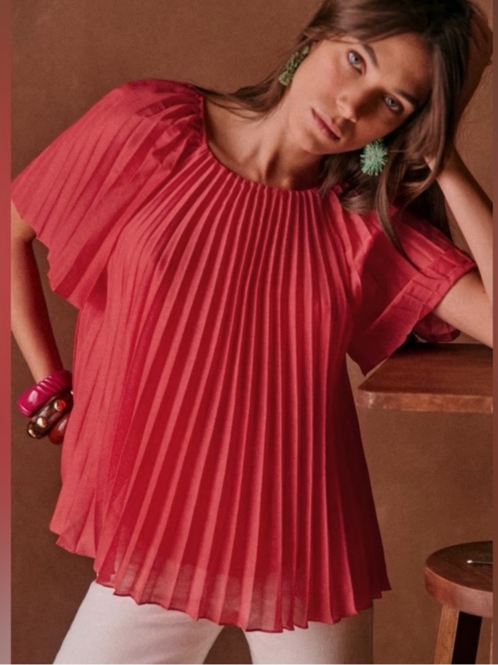 Sezane NWT Romy Blouse Poppy SZ 6 - Picture 2 of 6
